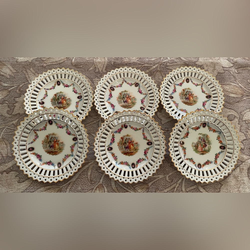 Antique German Porcelain Reticulate Bowl